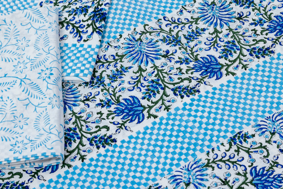Blue Floral South Cotton Bedsheet