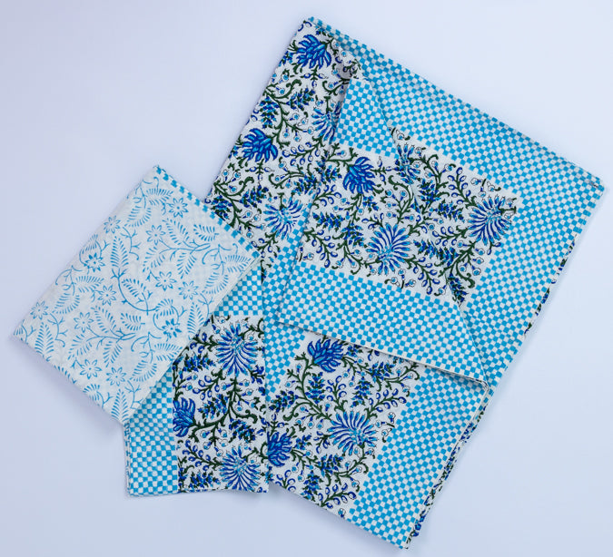 Blue Floral South Cotton Bedsheet