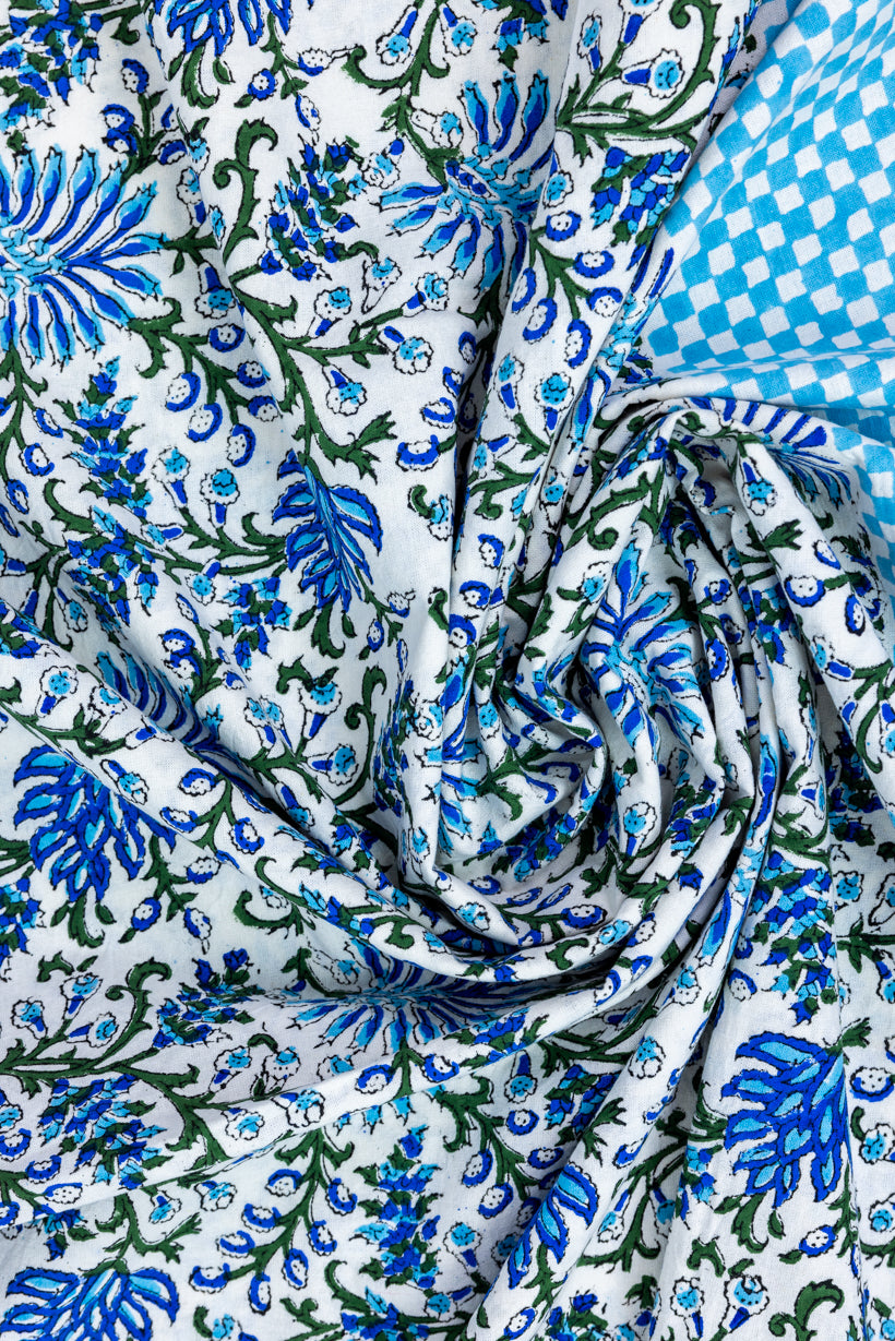 Blue Floral South Cotton Bedsheet