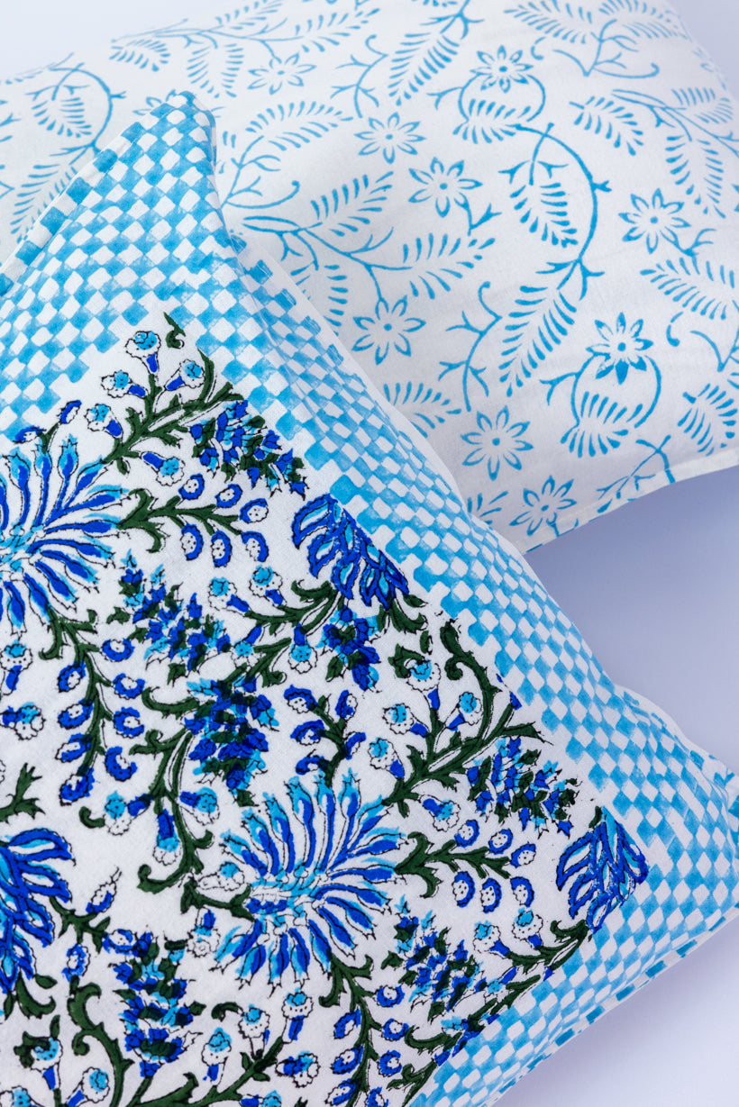 Blue Floral South Cotton Bedsheet