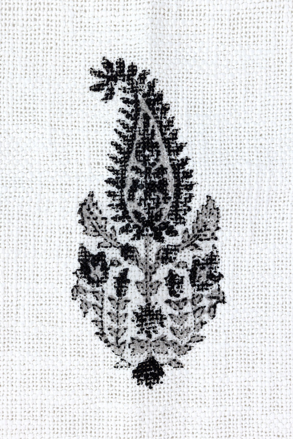 Black and White Handblock Printed Jute Bed Cover