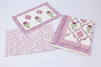 Red Roses Handblock Printed Waffle Bed Cover