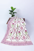 Red Roses Handblock Printed Waffle Bed Cover