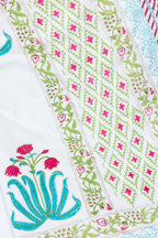 Handblock Printed (Reversible) Dohar - Red Flowers
