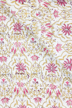 Handblock Print (Reversible) Mulmul Quilt – Cyan Red Floral