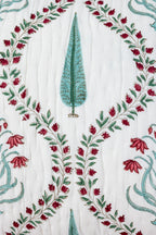 Handblock Print (Reversible) Mulmul Quilt – Blue Red Floral