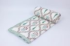 Handblock Print (Reversible) Mulmul Quilt – Blue Red Floral