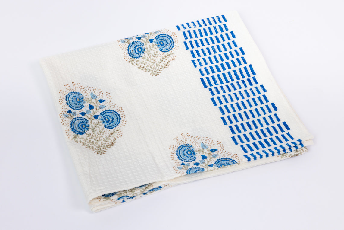 Handblock Printed Waffle Bath Towel