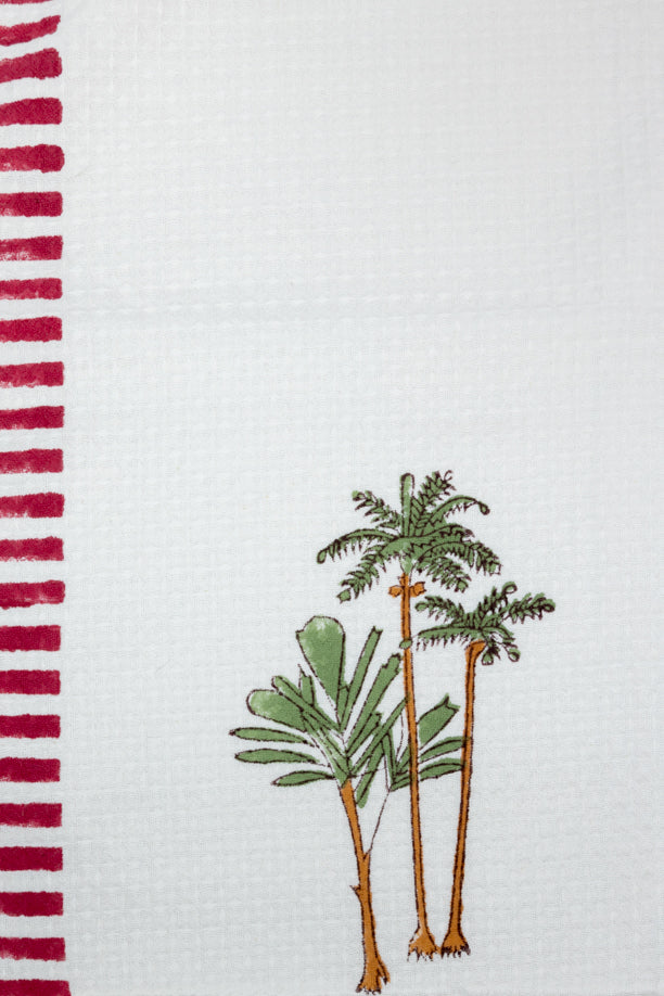 Handblock Printed Waffle Bath Towel