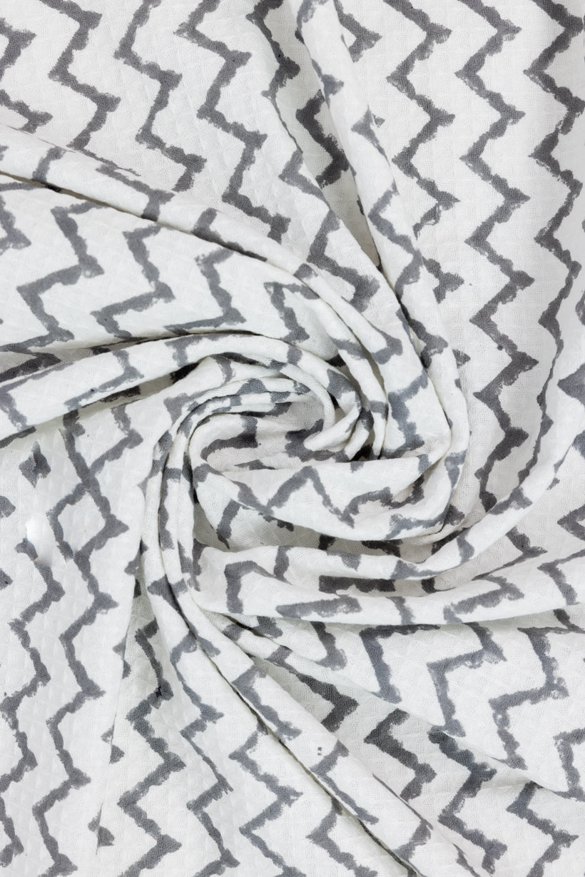 Handblock Printed Waffle Bath Towel