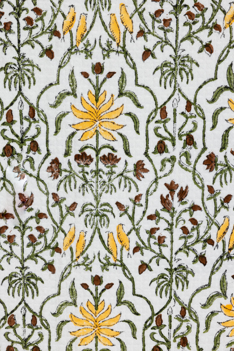 Handblock Printed Waffle Bath Towel