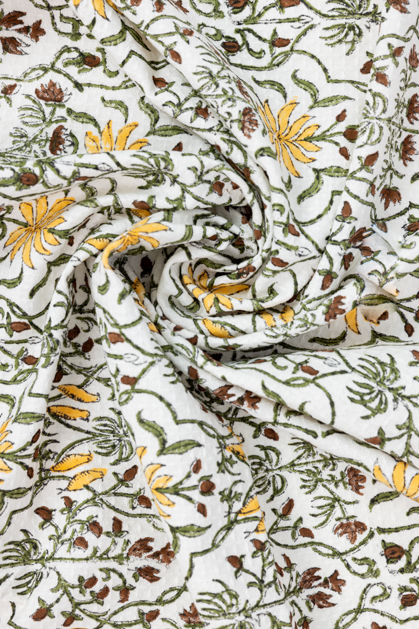 Handblock Printed Waffle Bath Towel