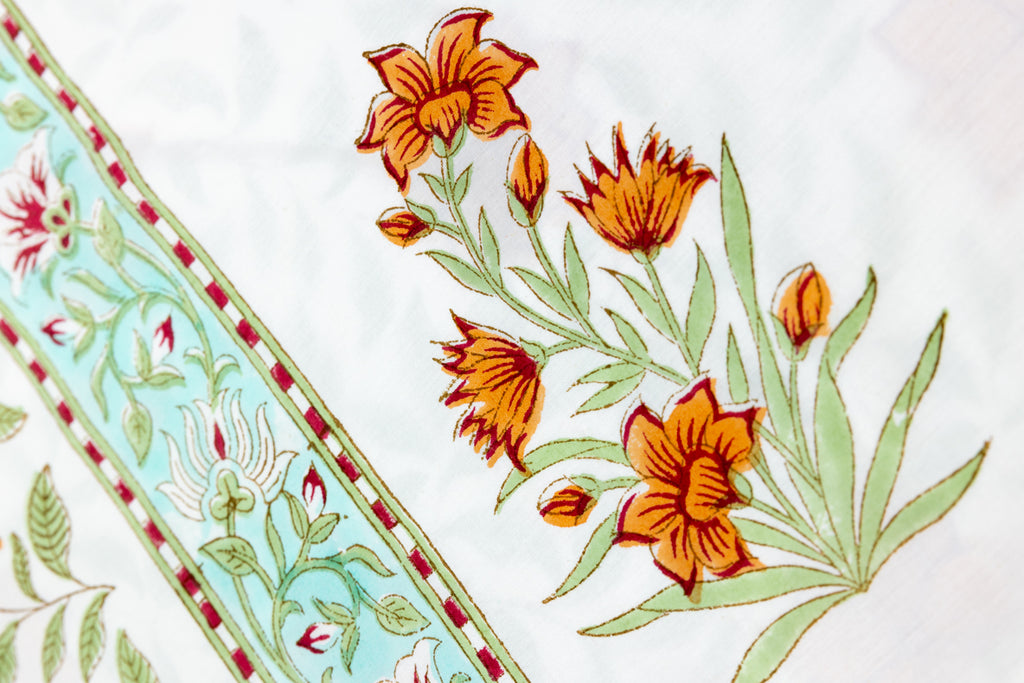 Orange Flower Percale Bedsheet