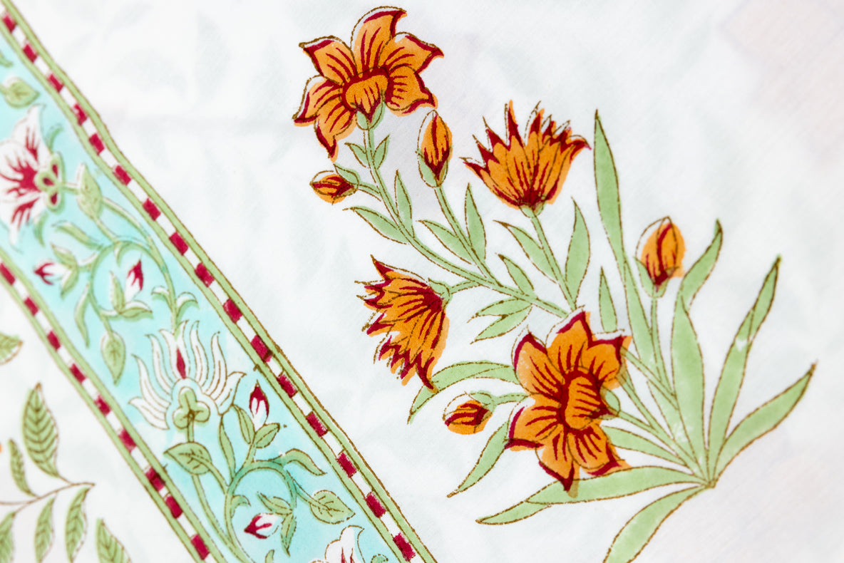 Orange Flower Percale Bedsheet