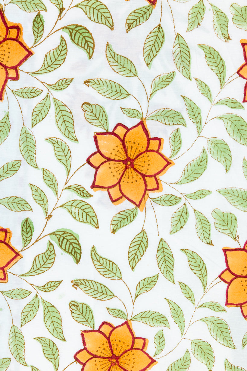 Orange Flower Percale Bedsheet