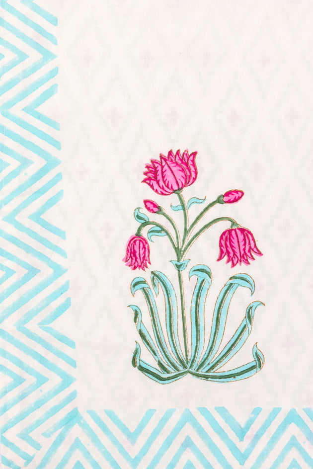 Blue Red Floral Anokhi Bedsheet