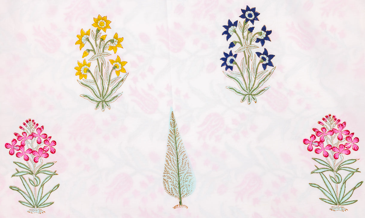 Red Green Floral Percale Bedsheet