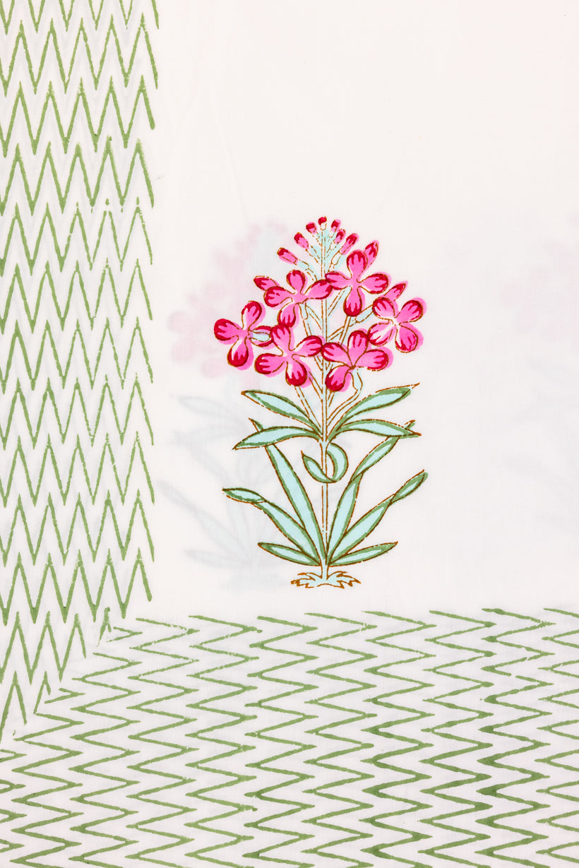 Red Green Floral Percale Bedsheet