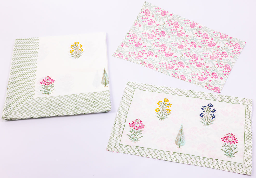 Red Green Floral Percale Bedsheet