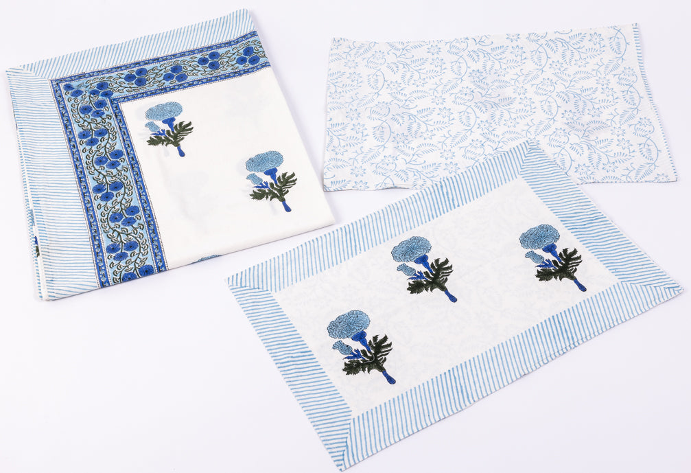 Blue Floral South Cotton Bedsheet