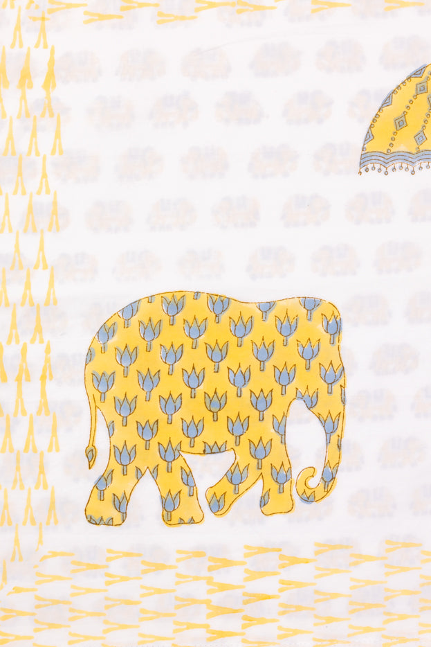 Yellow and Gray Elephants Percale Bedsheet