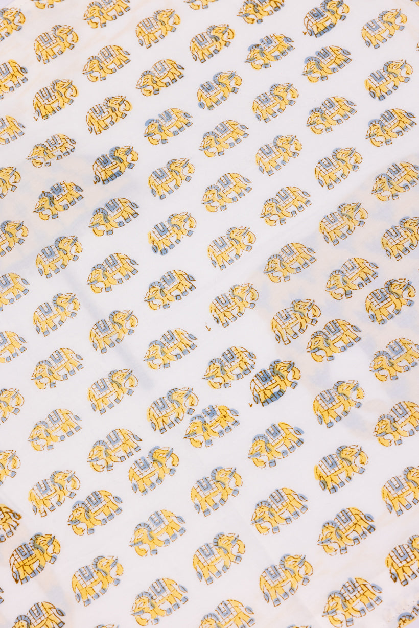 Yellow and Gray Elephants Percale Bedsheet
