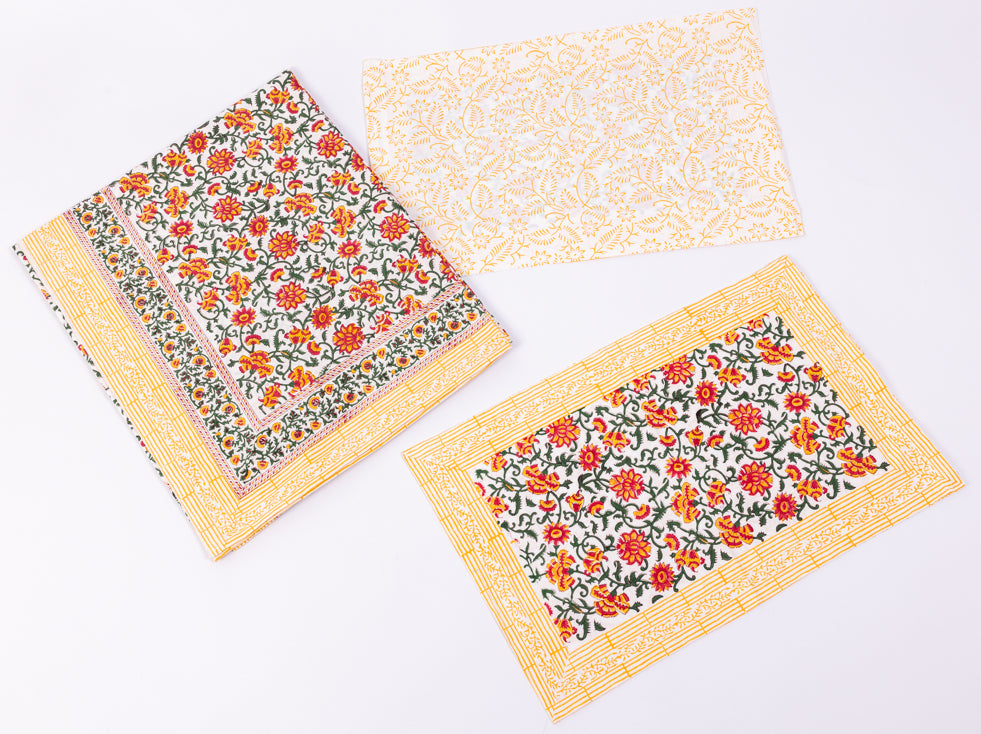 Green Yellow Floral South Cotton Bedsheet