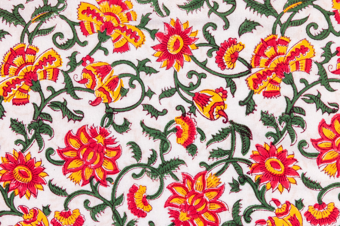 Green Yellow Floral South Cotton Bedsheet