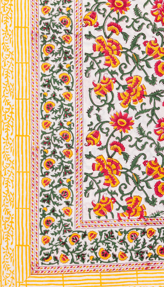 Green Yellow Floral South Cotton Bedsheet