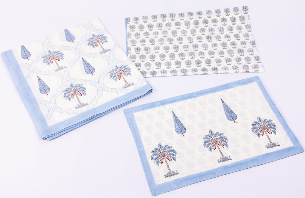 Blue Palm Tree Percale Bedsheet