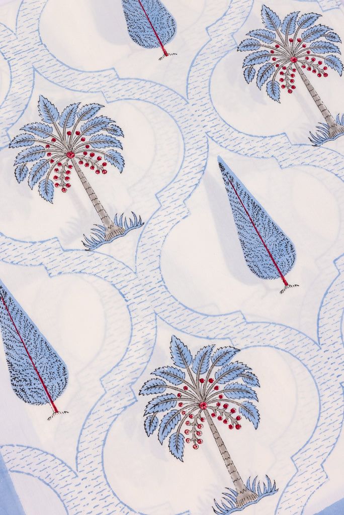 Blue Palm Tree Percale Bedsheet