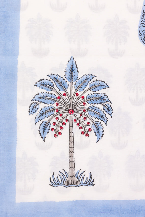 Blue Palm Tree Percale Bedsheet