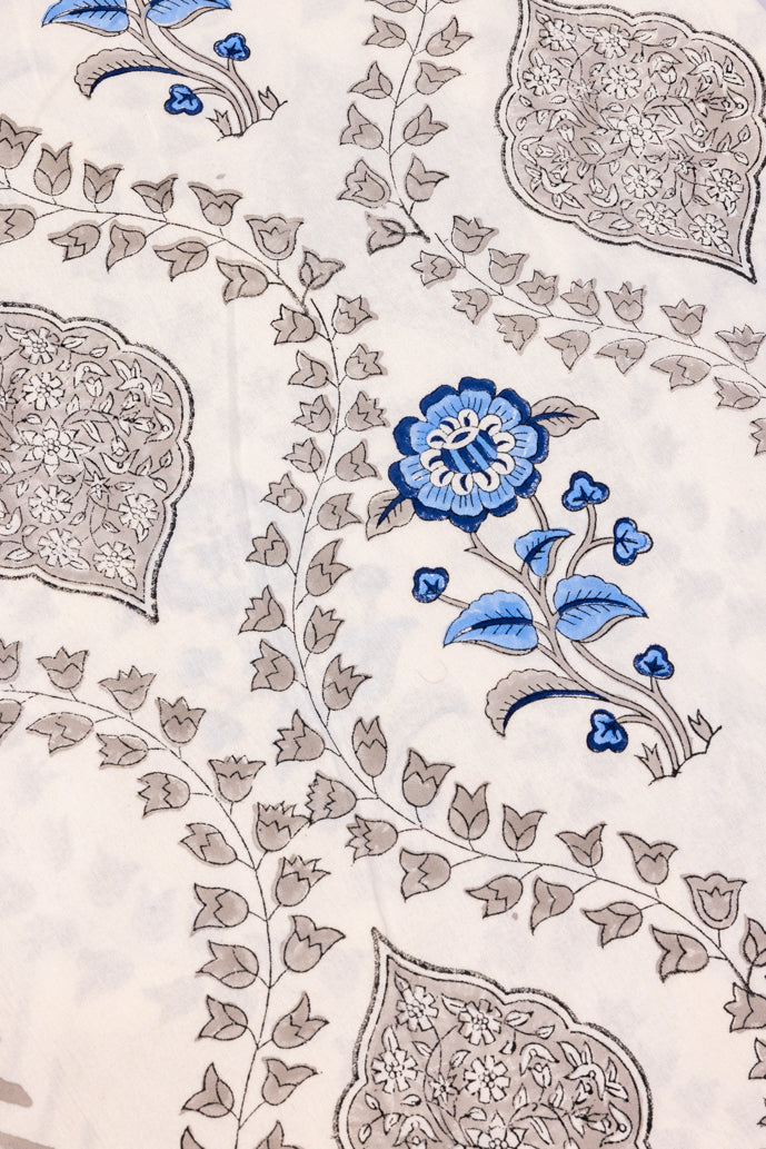 Blue Gray Floral Anokhi Bedsheet