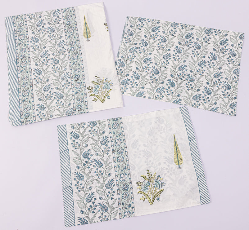 Blue Floral Percale Bedsheet