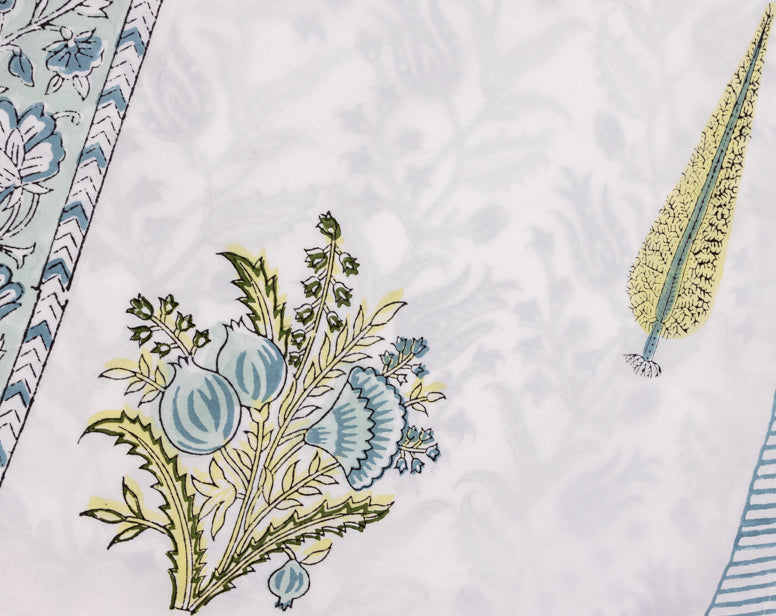 Blue Floral Percale Bedsheet