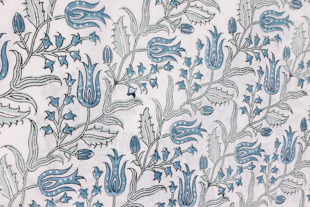 Blue Floral Percale Bedsheet