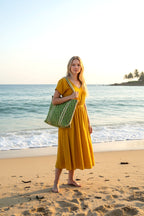 Green & Yellow Floral Tote Bag