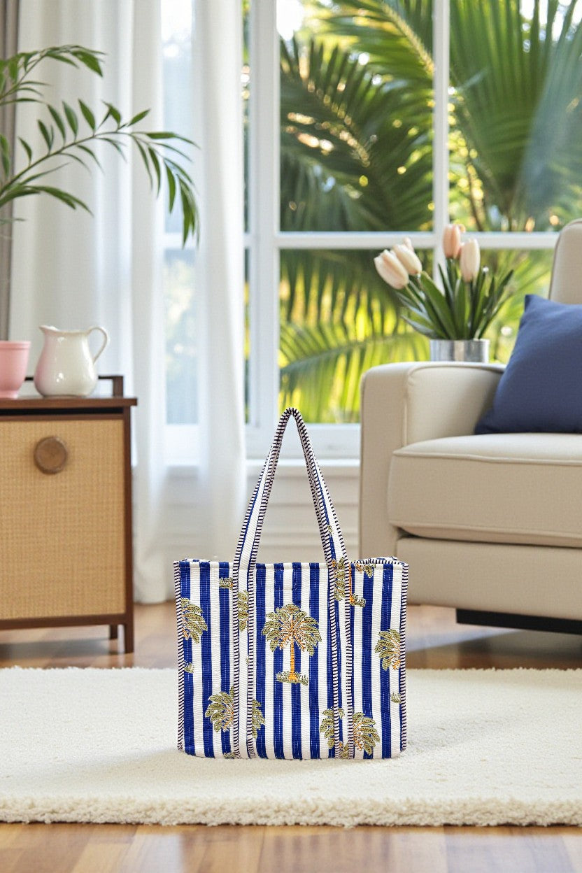 Blue & White Stripe Tote Bag