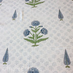 Blue Floral Handblock Printed Waffle Bed Cover