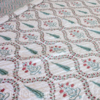 Handblock Print (Reversible) Mulmul Quilt – Blue Red Floral