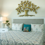 Blue Red Floral Percale Bedsheet