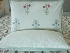 Blue Red Floral Percale Bedsheet