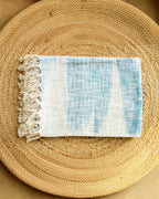 Hand Block Printed Blue Jute Sofa Throw