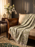 Hand Block Printed Floral Jute Sofa Throw
