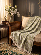 Hand Block Printed Floral Jute Sofa Throw
