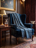 Hand Block Printed Indigo Jute Sofa Throw