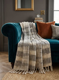 Hand Block Printed Gray Jute Sofa Throw