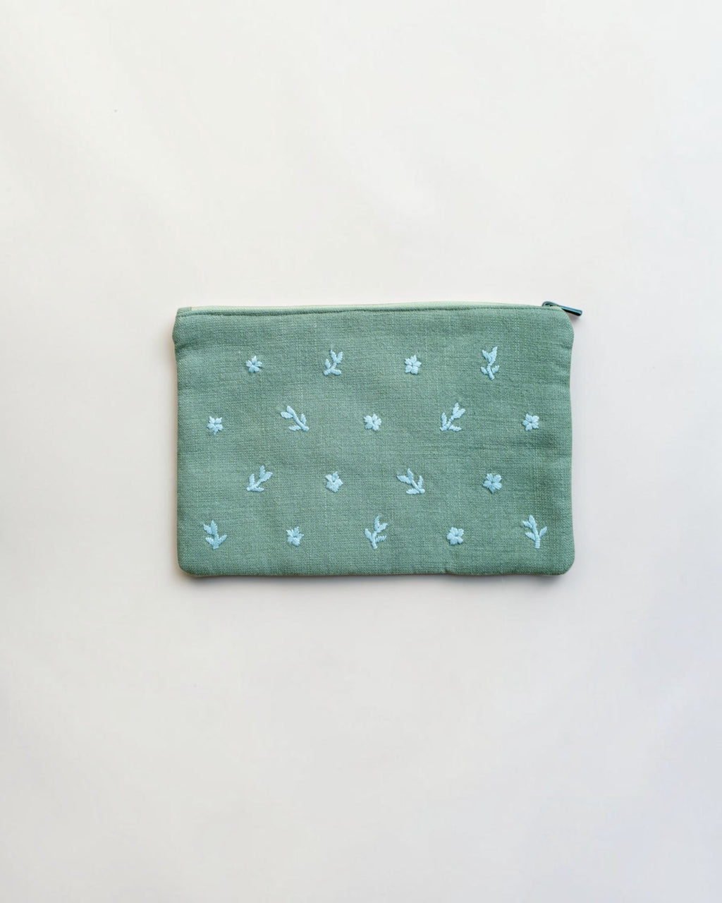 Green Hand Embroidered Pouch