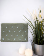Green Hand Embroidered Pouch