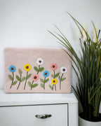 Peach Floral Embroidered Pouch